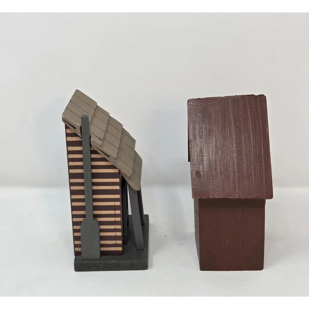 Wood Birdhouse Set of 2 Rustic Farmhouse Decor ArtMinds Shelf Sitters